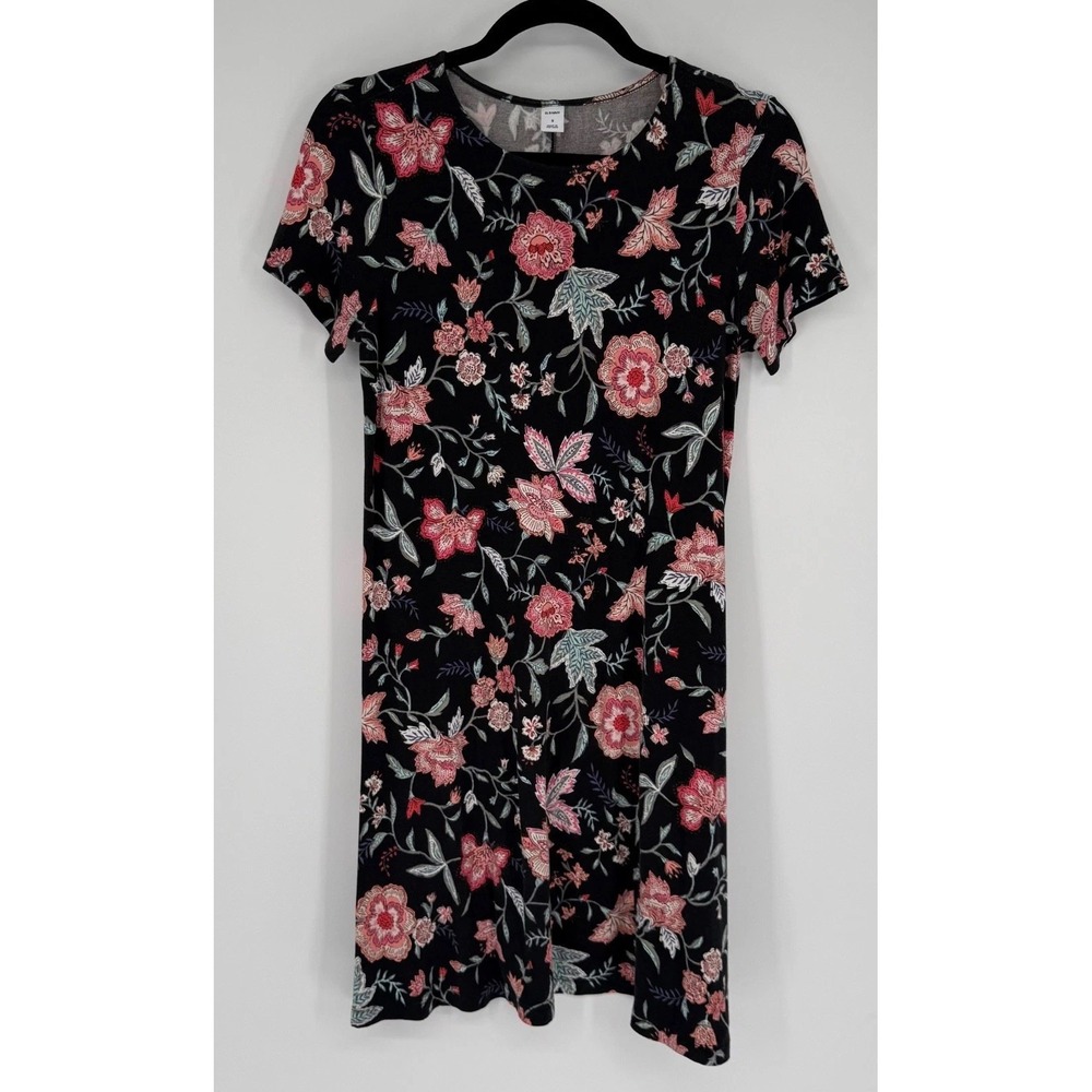 Old Navy Womens Swing Dress‎ Small Black Floral Dark Cottagecore Boho Romantic